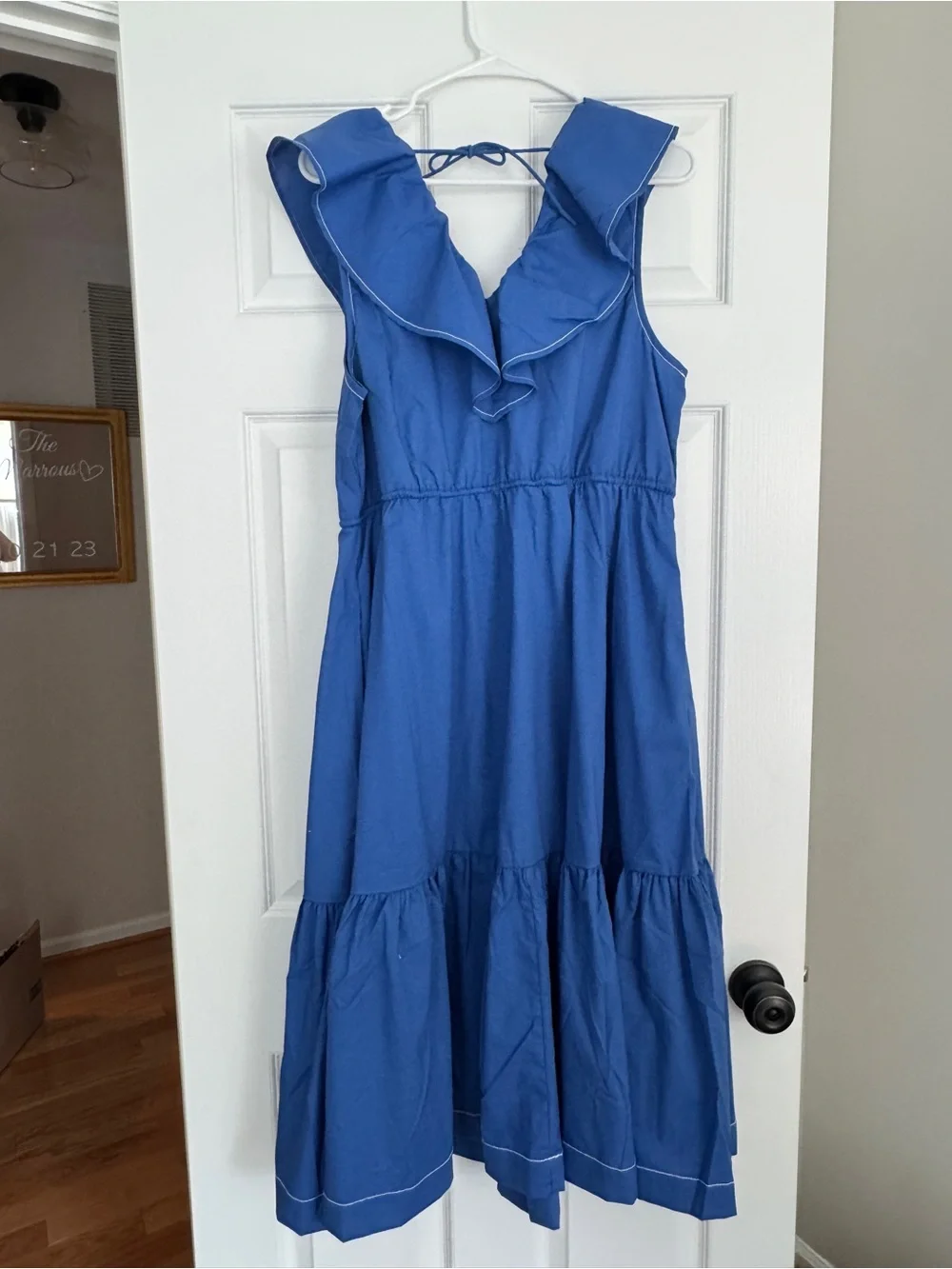 summersalt Royal Blue Ruffle Maxi Dress with Tie Back